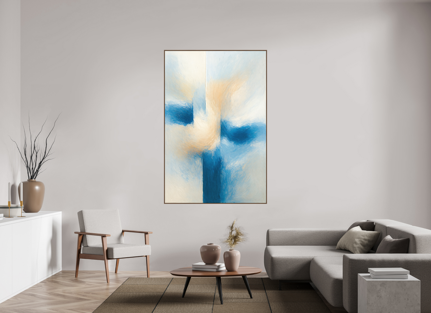 120 x 180 cm, Forex, gerahmt Nussbaumholz Azure Divide