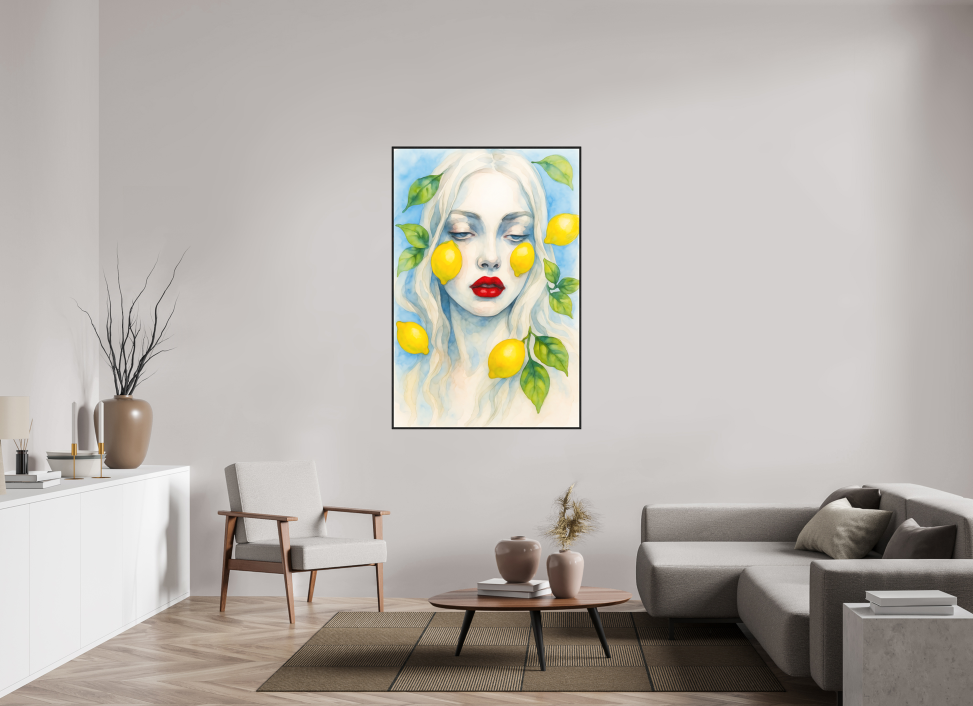 100 x 150 cm, Forex, gerahmt Eichenholz schwarz Lemon Serenity