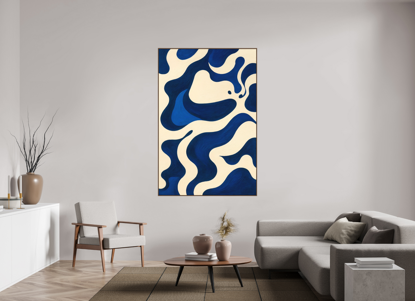 120 x 180 cm, Forex, gerahmt Nussbaumholz Navy Current