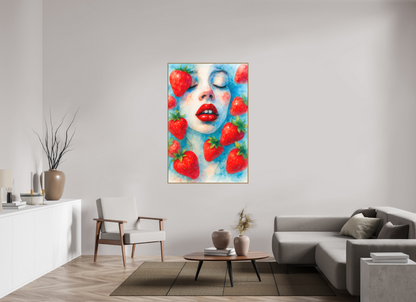 100 x 150 cm, Forex, gerahmt Eichenholz Natur Strawberry Whisper