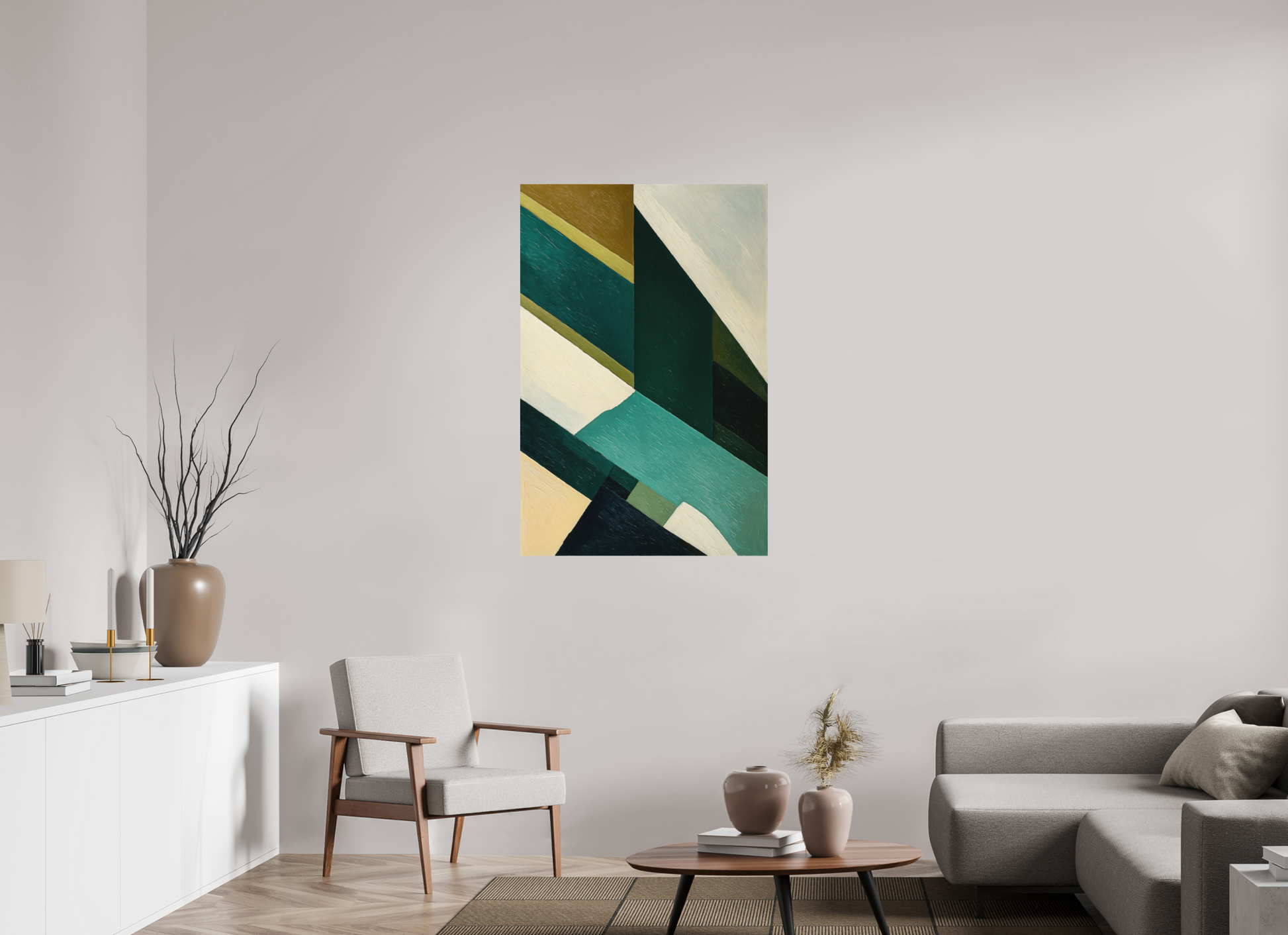 80 x 120 cm, Forex o. Rahmen Emerald Geometry