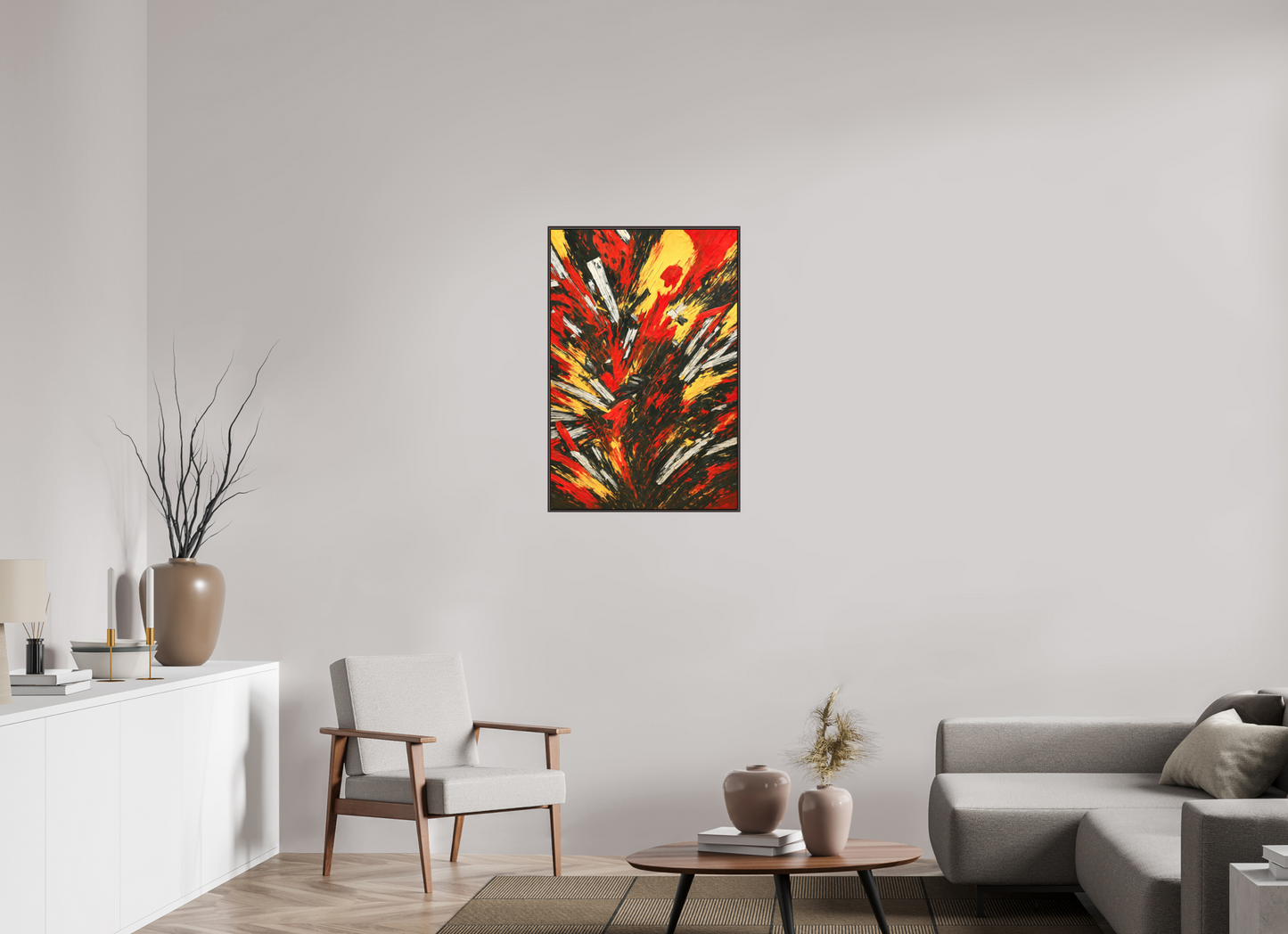 60 x 90 cm, Forex, gerahmt Erlenholz braun Fiery Eruption