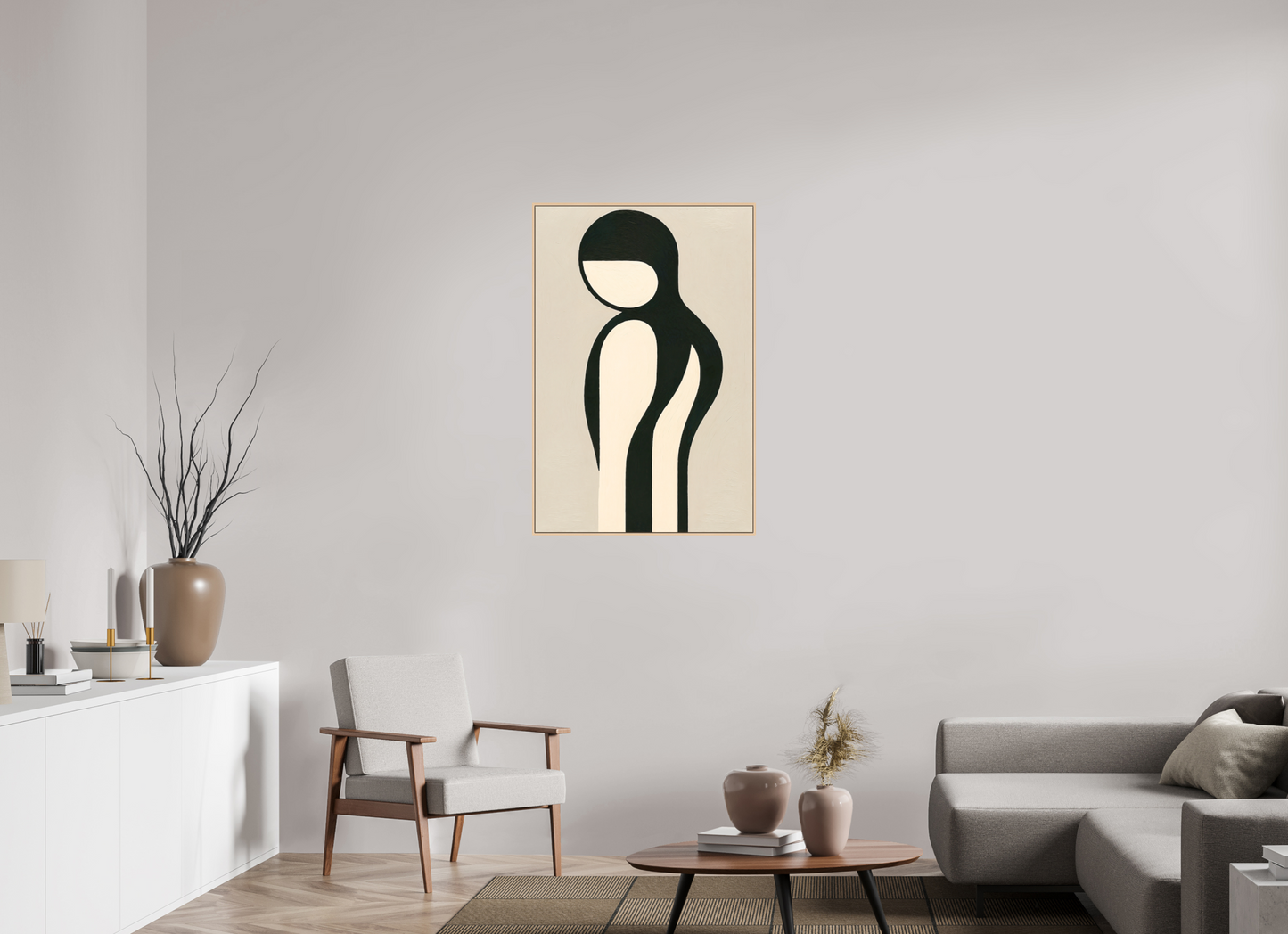 70 x 105 cm, Forex, gerahmt Ahornholz Natur Grace in Line