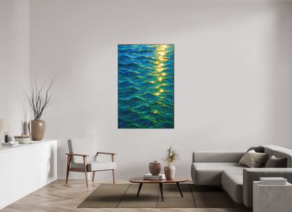 100 x 150 cm, Forex, gerahmt Eichenholz Natur Golden Ripples
