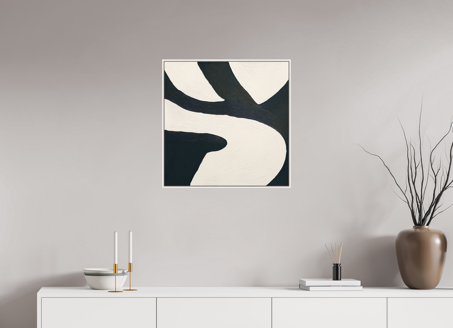 60 x 60 cm, Forex, gerahmt Ahornholz weiß Dual Harmony