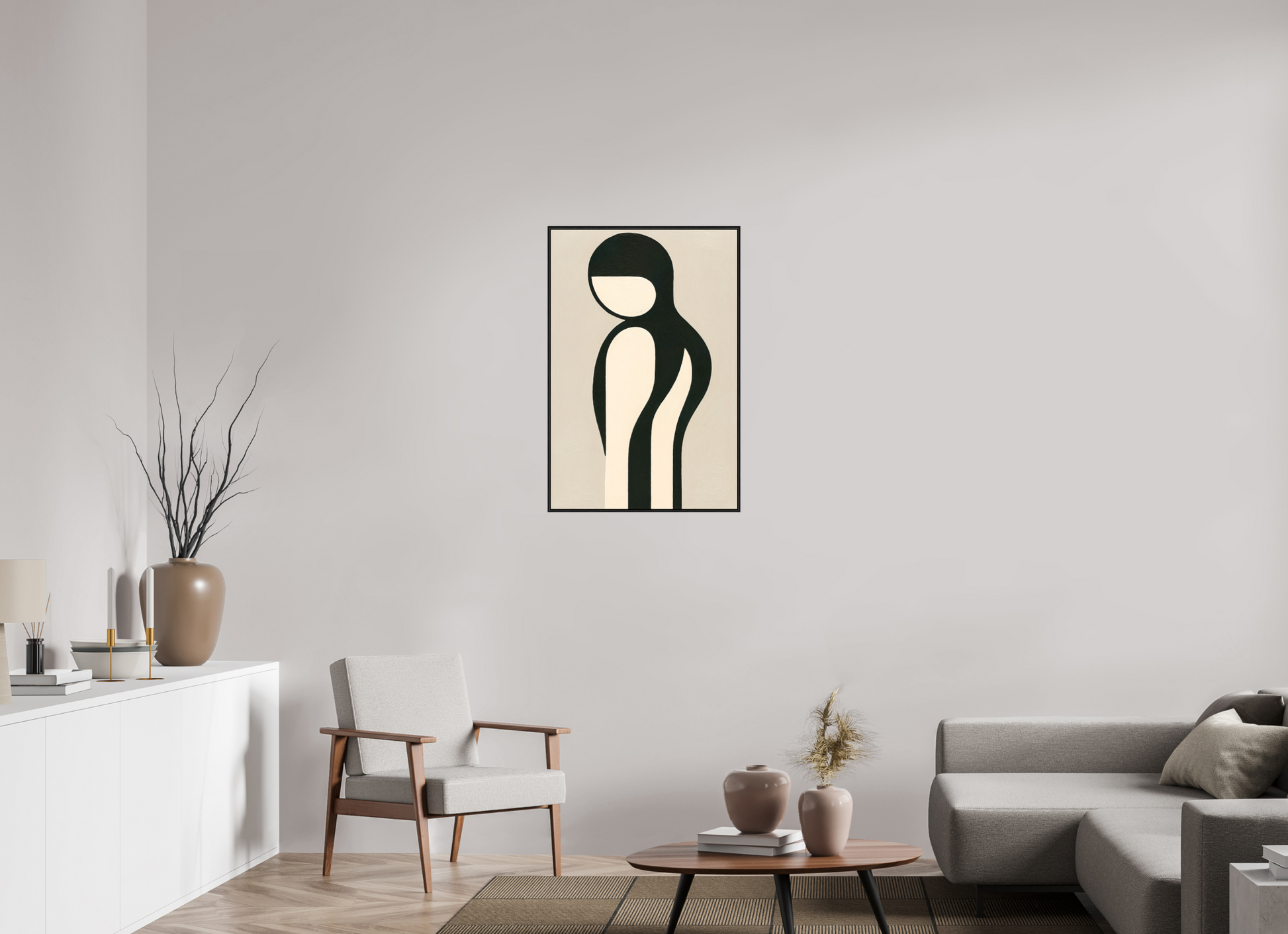 60 x 90 cm, Forex, gerahmt Eichenholz schwarz Grace in Line