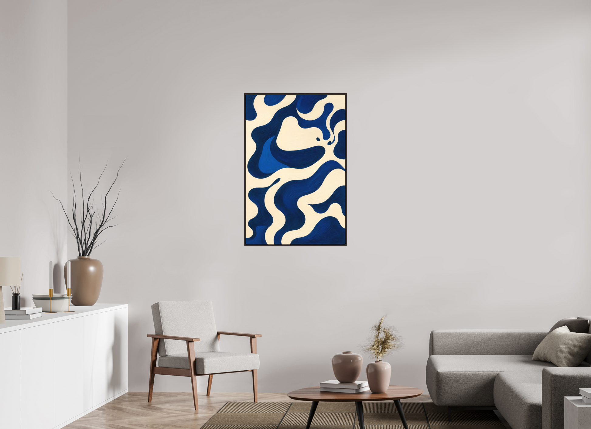 70 x 105 cm, Forex, gerahmt Erlenholz braun Navy Current
