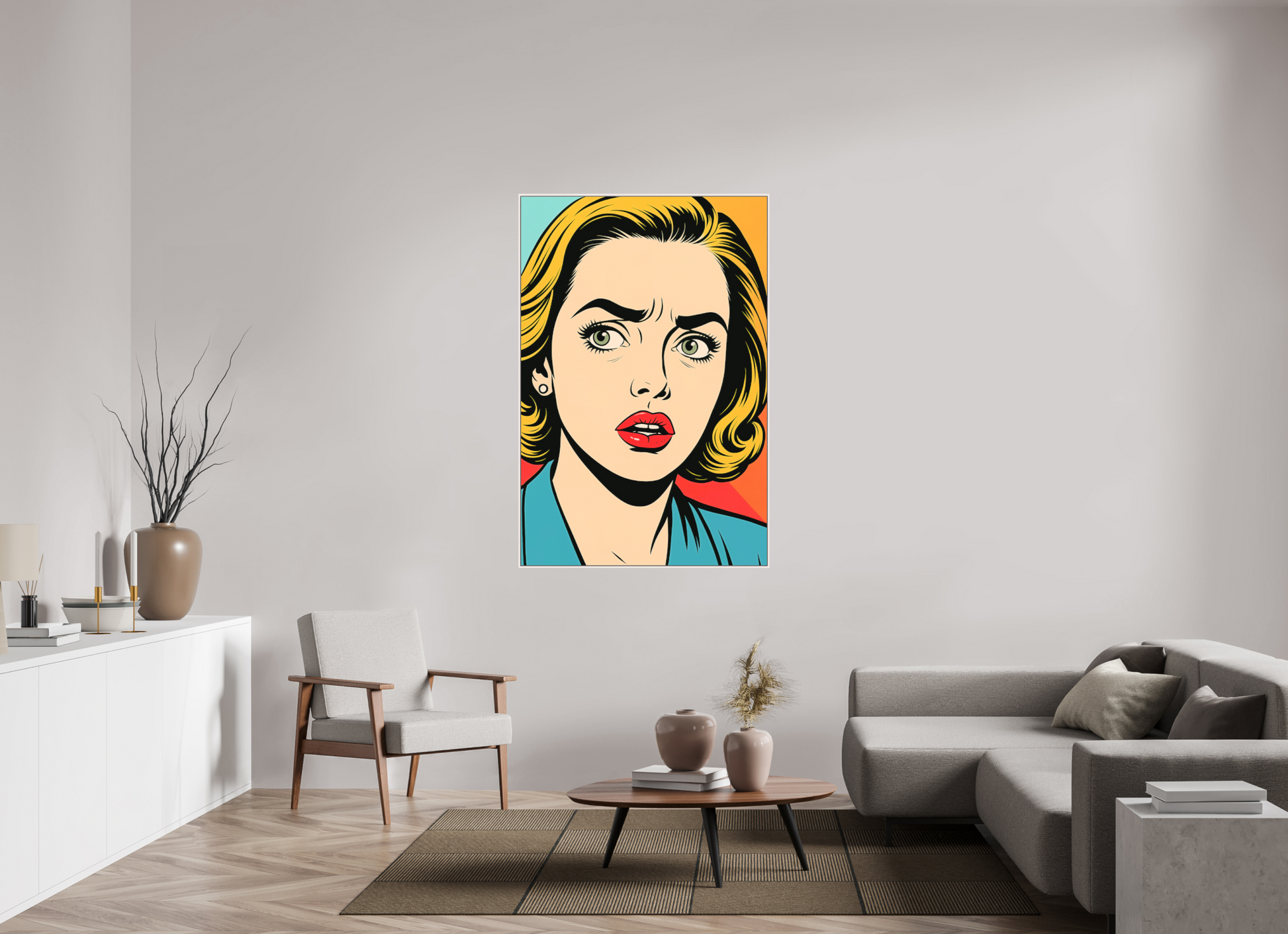 100 x 150 cm, Forex, gerahmt Ahornholz weiß Teal Shock