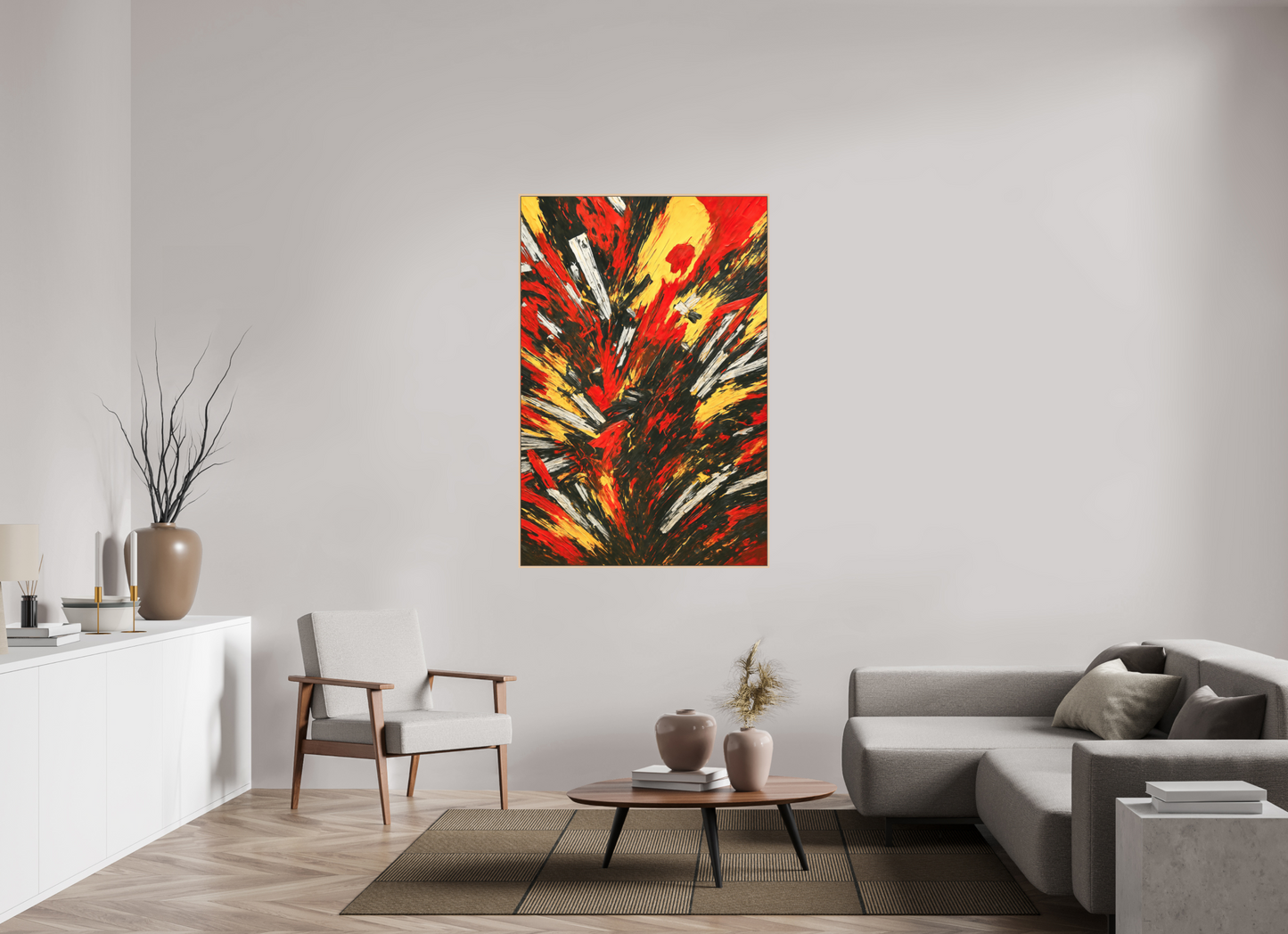 100 x 150 cm, Forex, gerahmt Ahornholz Natur Fiery Eruption