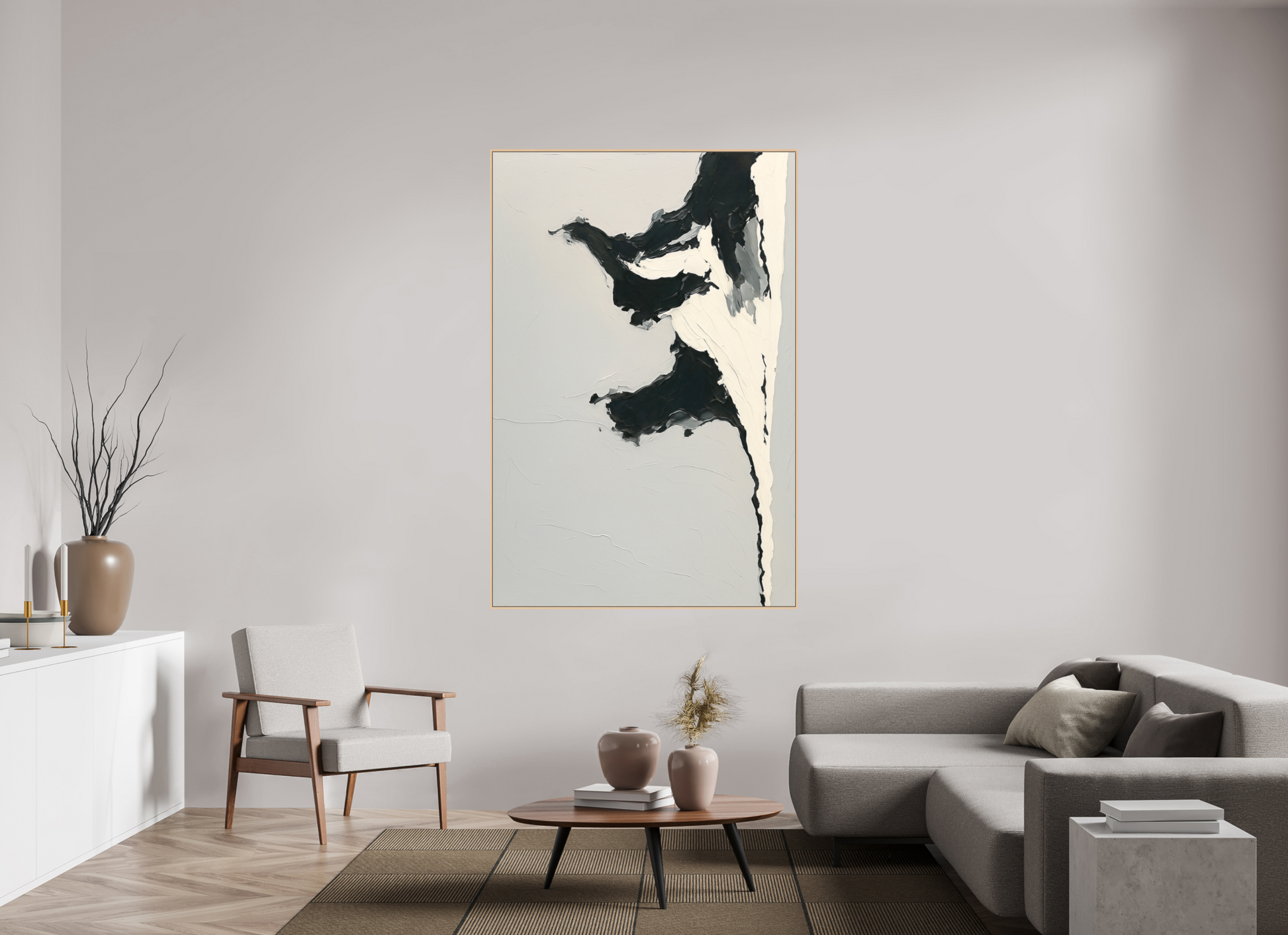 120 x 180 cm, Forex, gerahmt Ahornholz Natur Monochrome Motion