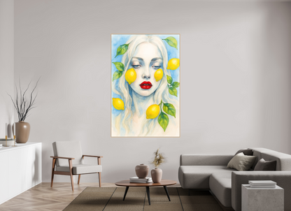 120 x 180 cm, Forex, gerahmt Ahornholz Natur Lemon Serenity