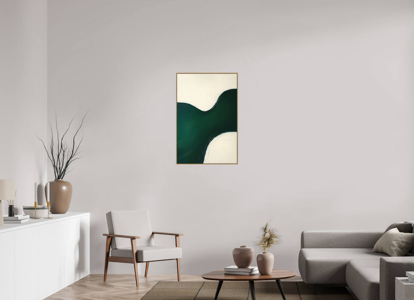 60 x 90 cm, Forex, gerahmt Eichenholz Natur Emerald Flow