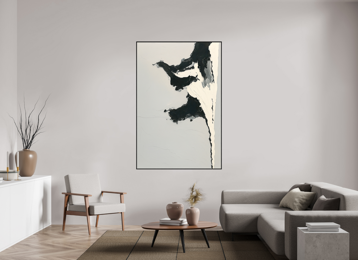 120 x 180 cm, Forex, gerahmt Eichenholz schwarz Monochrome Motion