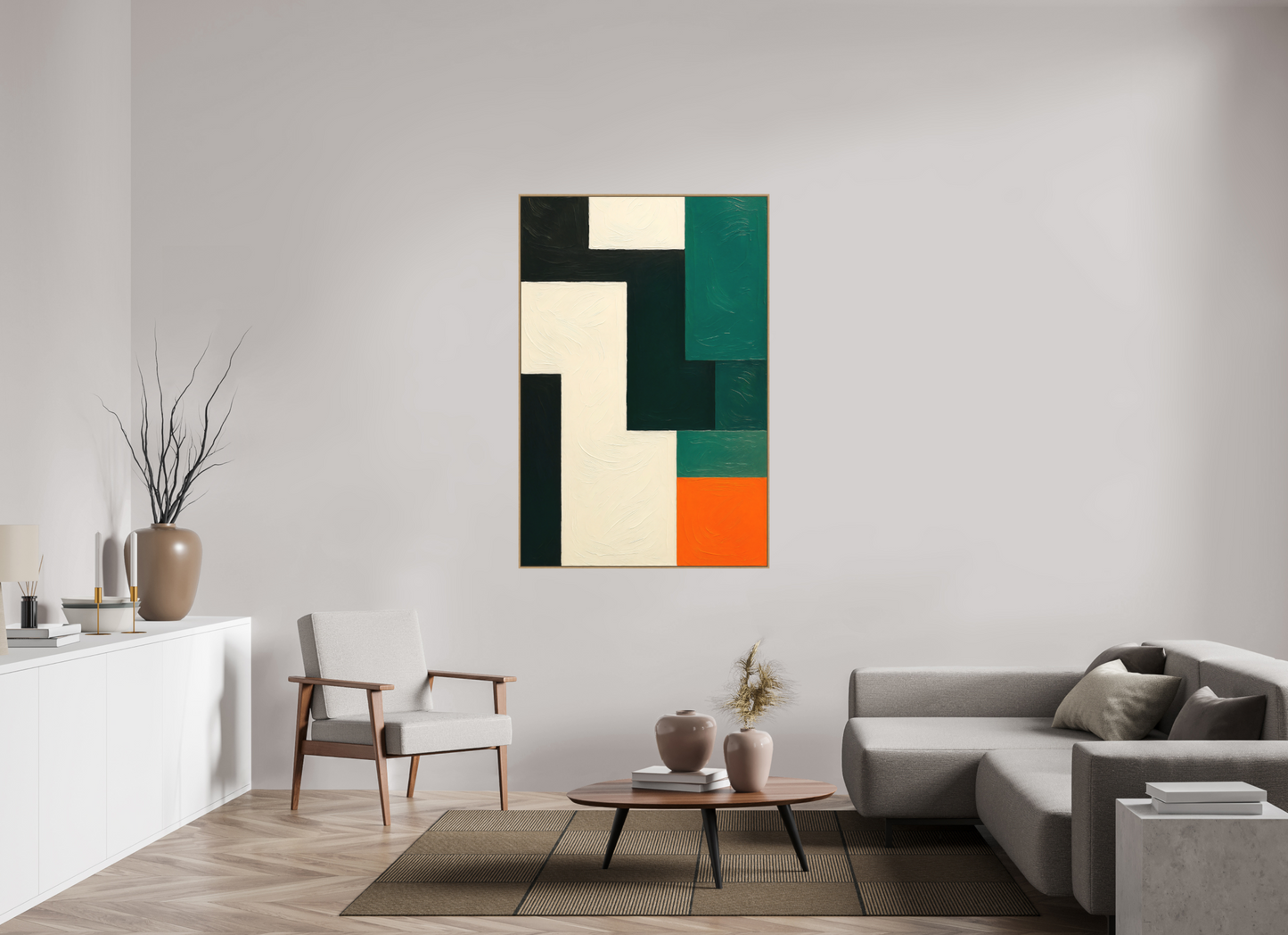 100 x 150 cm, Forex, gerahmt Eichenholz Natur Urban Contrast