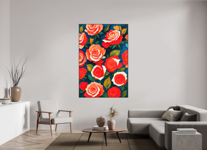 120 x 180 cm, Forex, gerahmt Nussbaumholz Rose Harmony