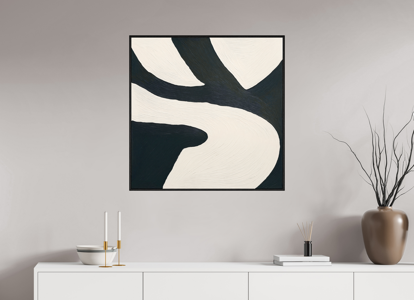 80 x 80 cm, Forex, gerahmt Eichenholz schwarz Dual Harmony