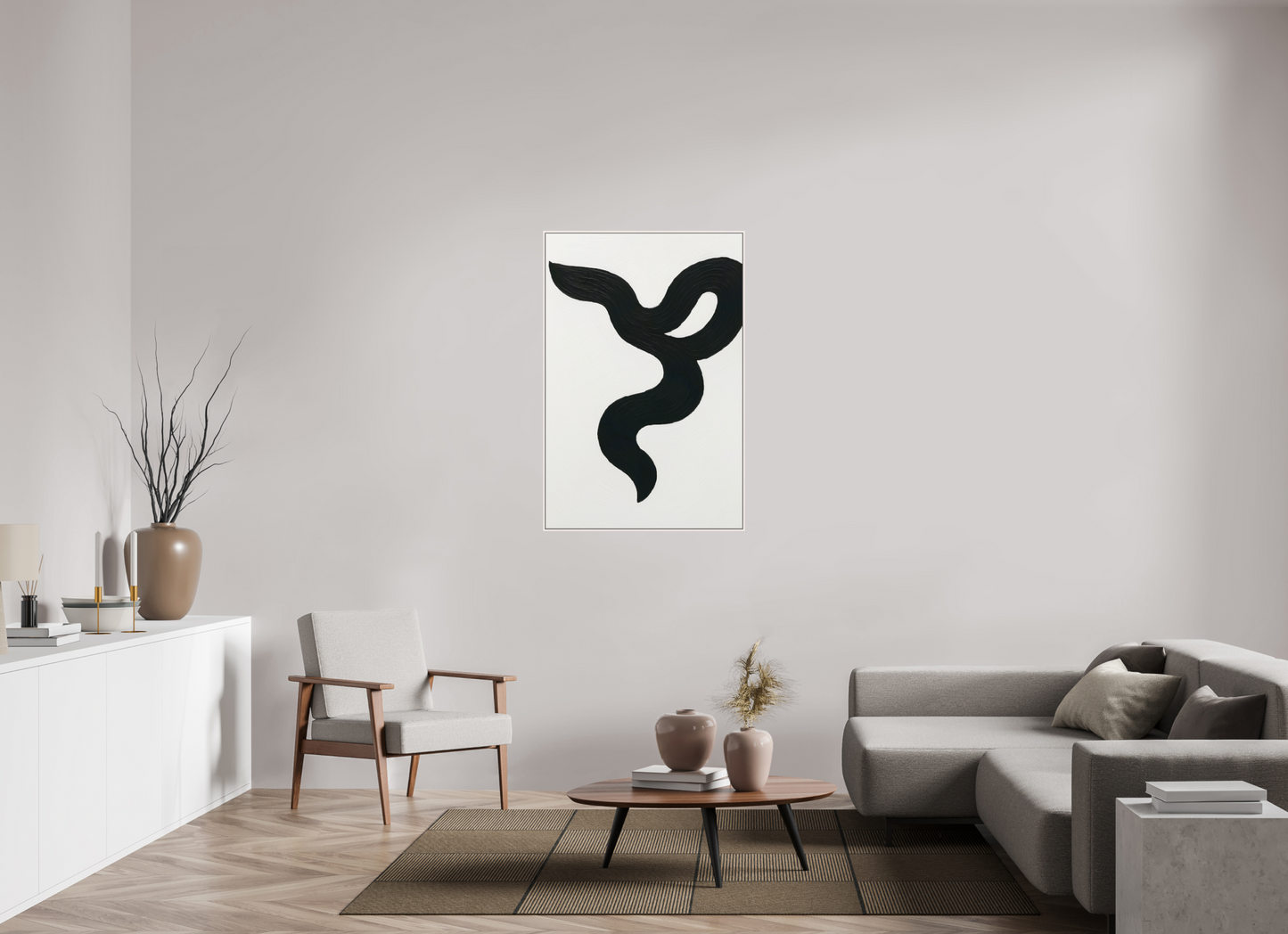 80 x 120 cm, Forex, gerahmt Ahornholz weiß Noir Ribbon