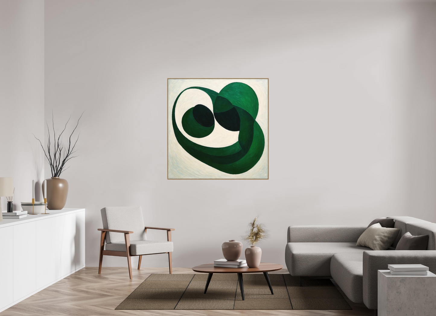 120 x 120 cm, Forex, gerahmt Eichenholz Natur Obsidian Drift