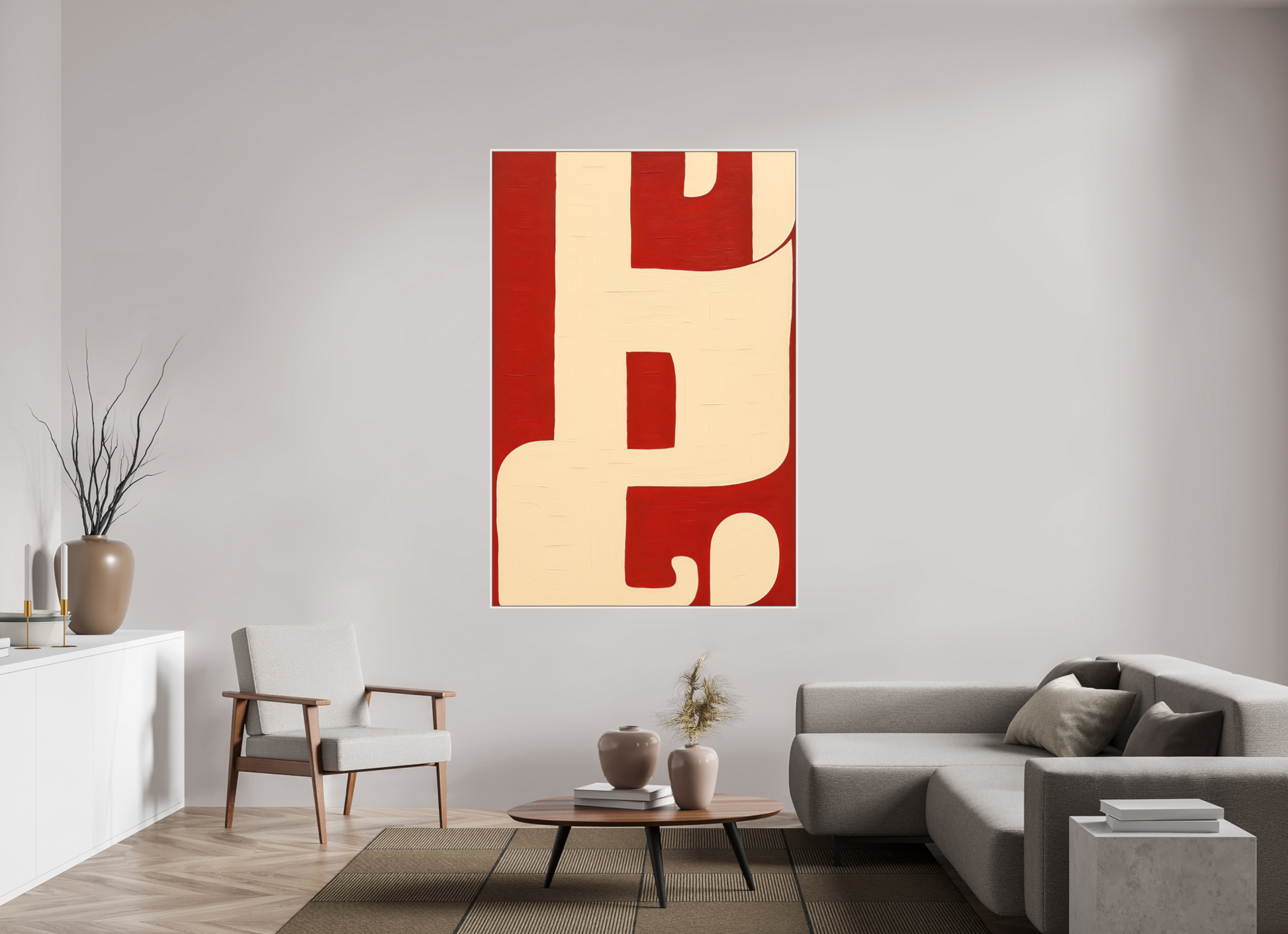 120 x 180 cm, Forex, gerahmt Ahornholz weiß Crimson Harmony