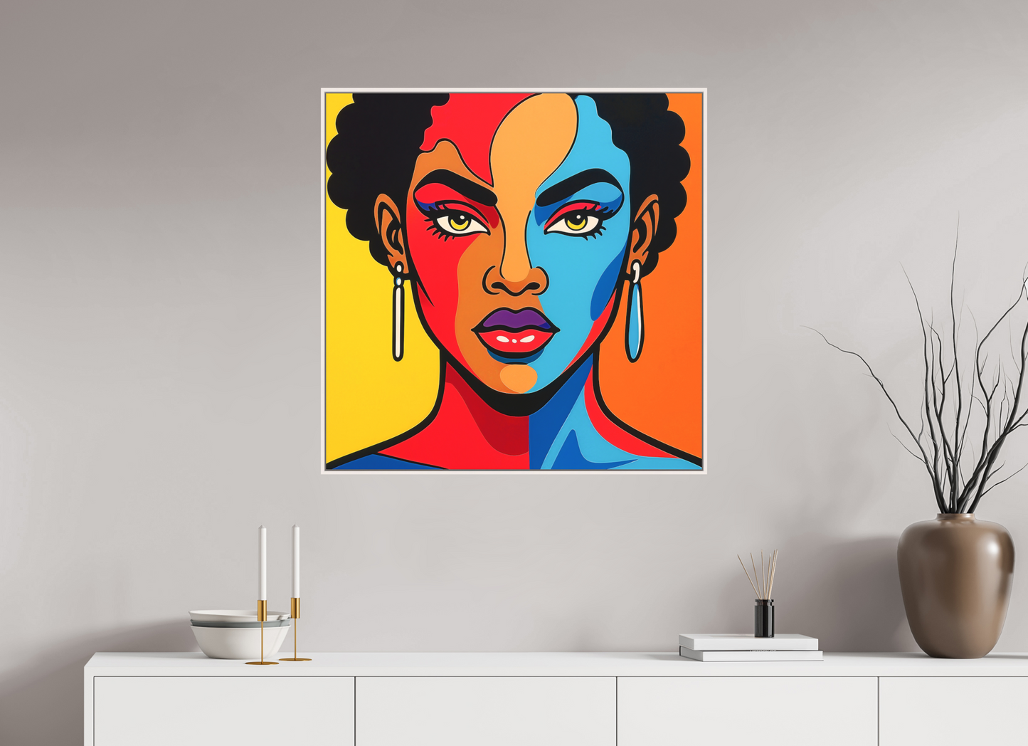 80 x 80 cm, Forex, gerahmt Ahornholz weiß Dual Radiance