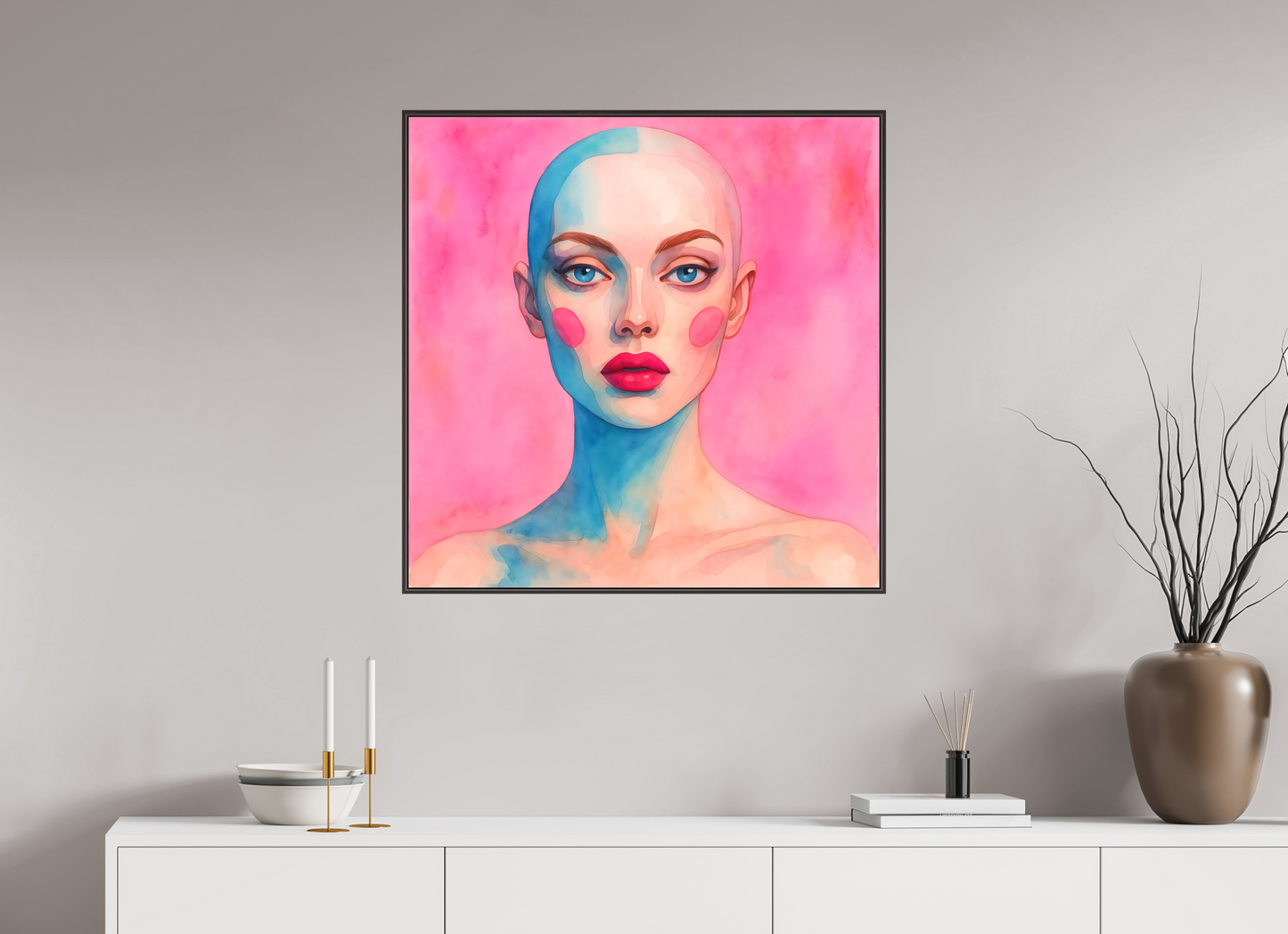 80 x 80 cm, Forex, gerahmt Erlenholz braun Aurora Gaze