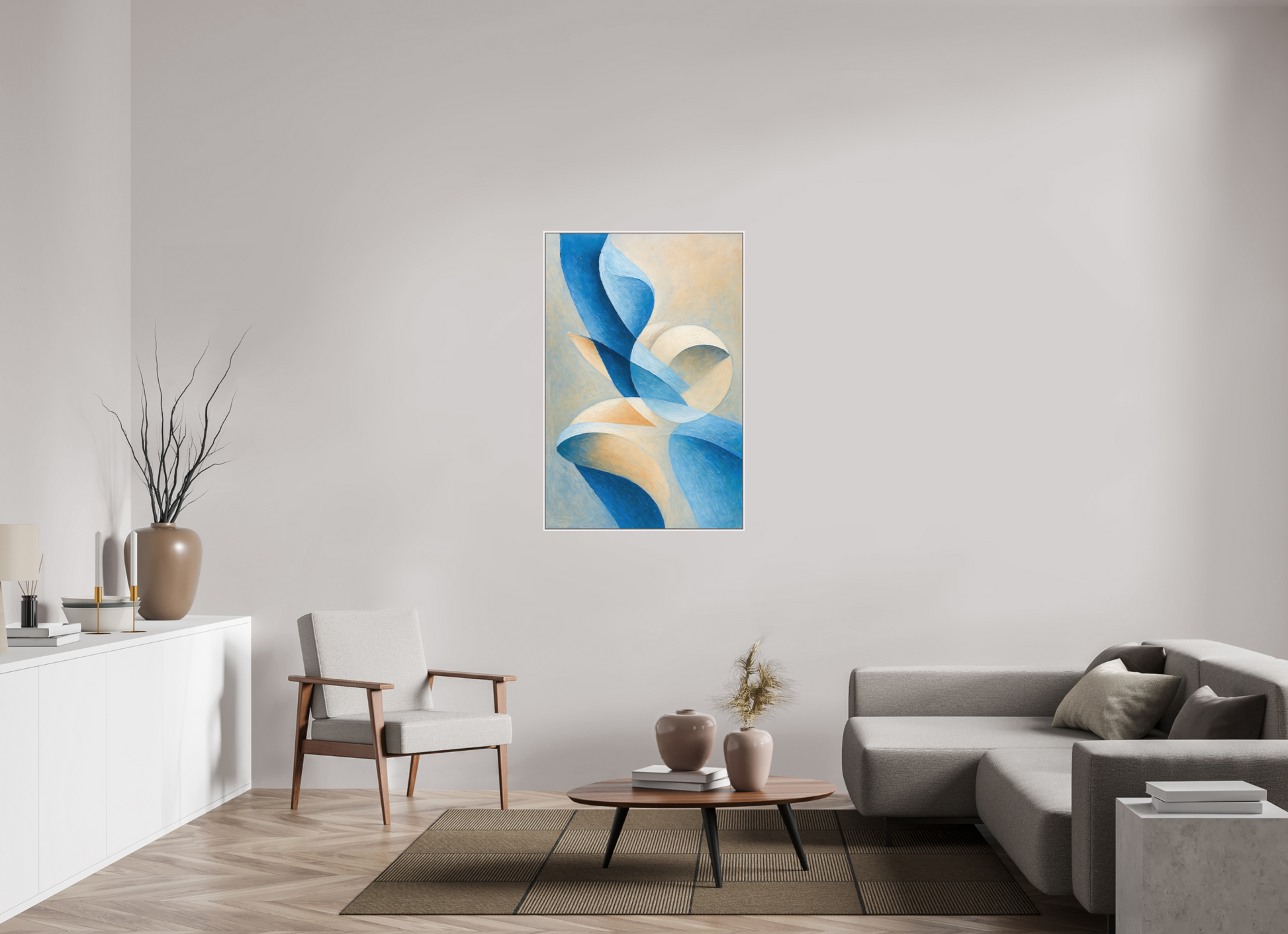 80 x 120 cm, Forex, gerahmt Ahornholz weiß Cerulean Flow