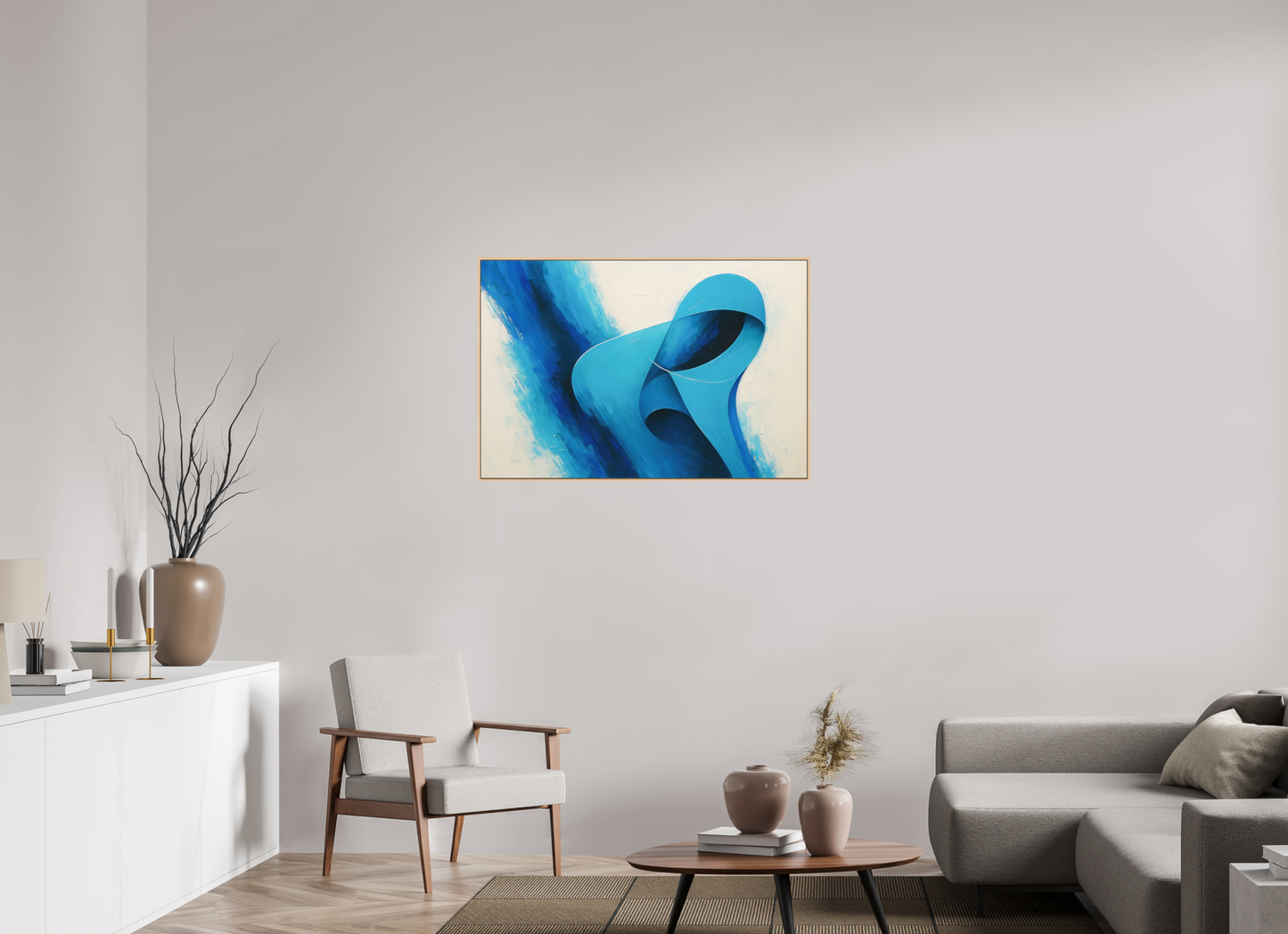 105 x 70 cm, Forex, gerahmt Ahornholz Natur Azure Ribbon
