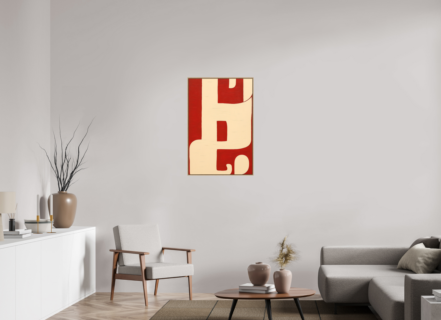 60 x 90 cm, Forex, gerahmt Eichenholz Natur Crimson Harmony