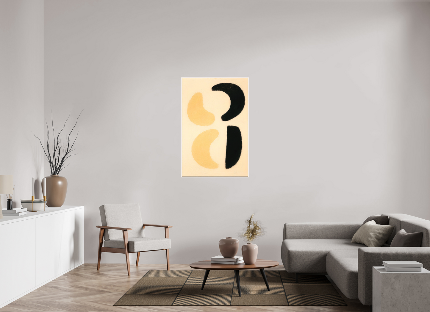 80 x 120 cm, Forex, gerahmt Ahornholz weiß Lunar Duality