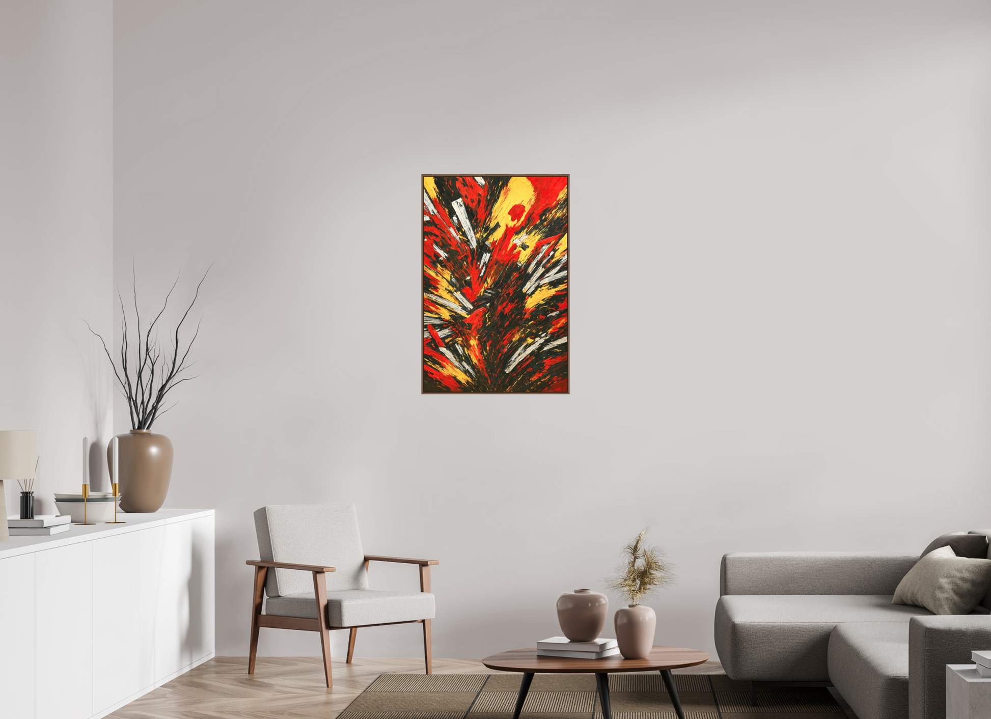 60 x 90 cm, Forex, gerahmt Nussbaumholz Fiery Eruption