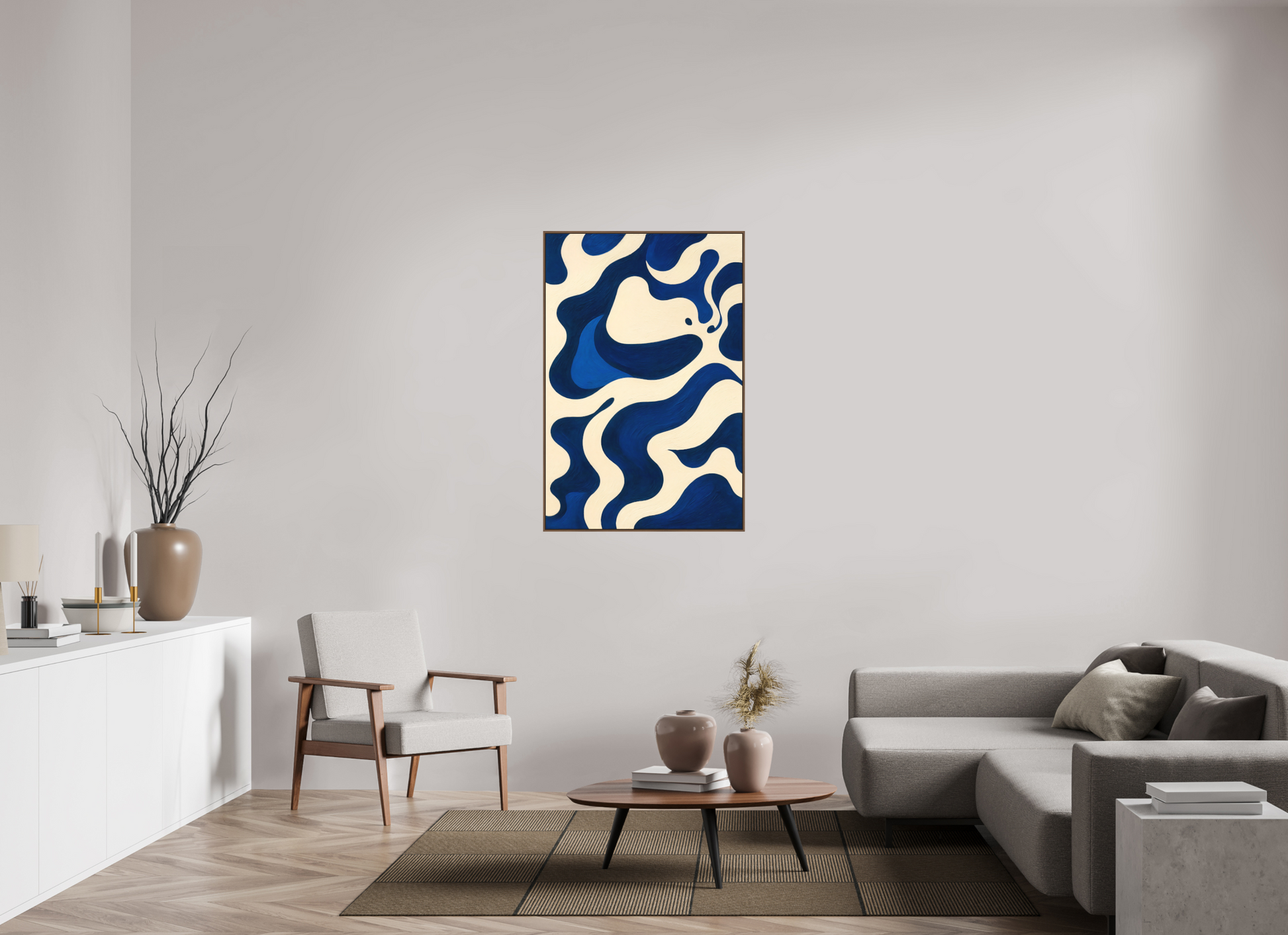 80 x 120 cm, Forex, gerahmt Nussbaumholz Navy Current