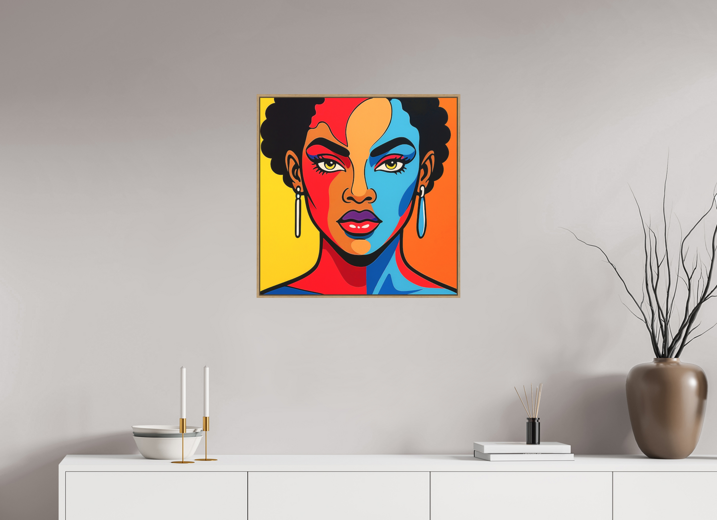 60 x 60 cm, Forex, gerahmt Eichenholz Natur Dual Radiance