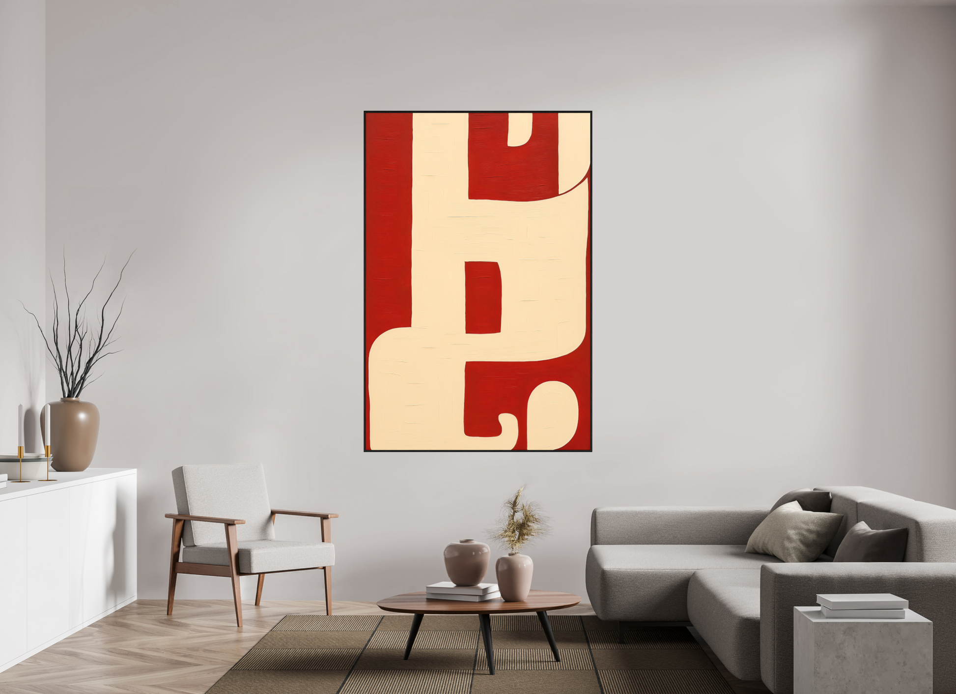 120 x 180 cm, Forex, gerahmt Eichenholz schwarz Crimson Harmony