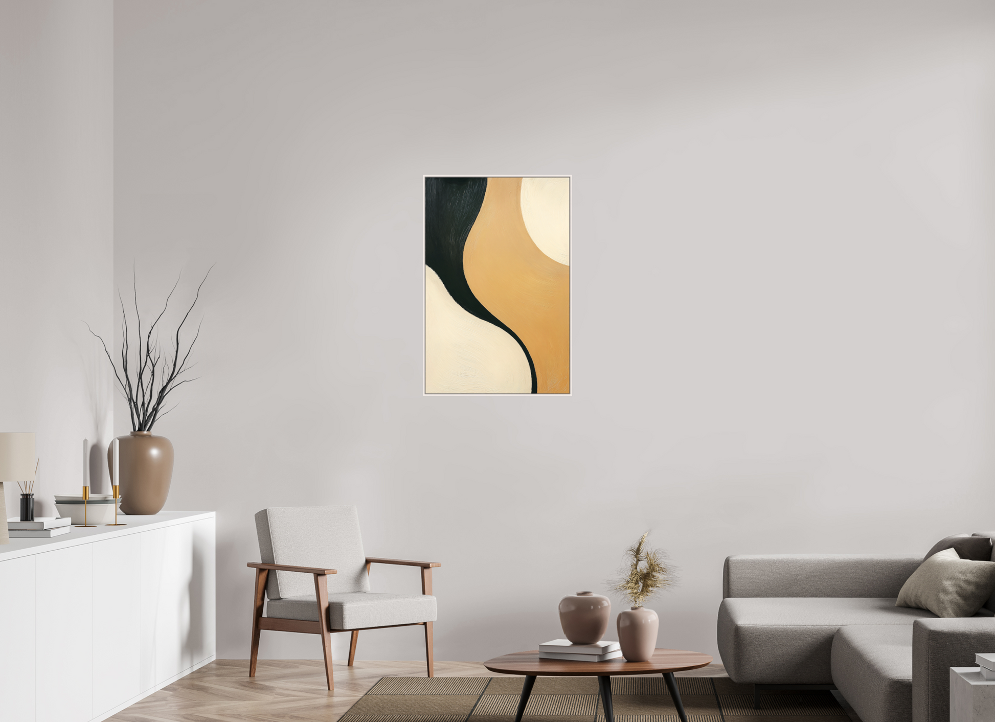 60 x 90 cm, Forex, gerahmt Ahornholz weiß Trio Flow