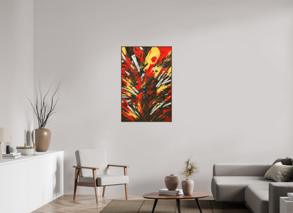 70 x 105 cm, Forex, gerahmt Nussbaumholz Fiery Eruption