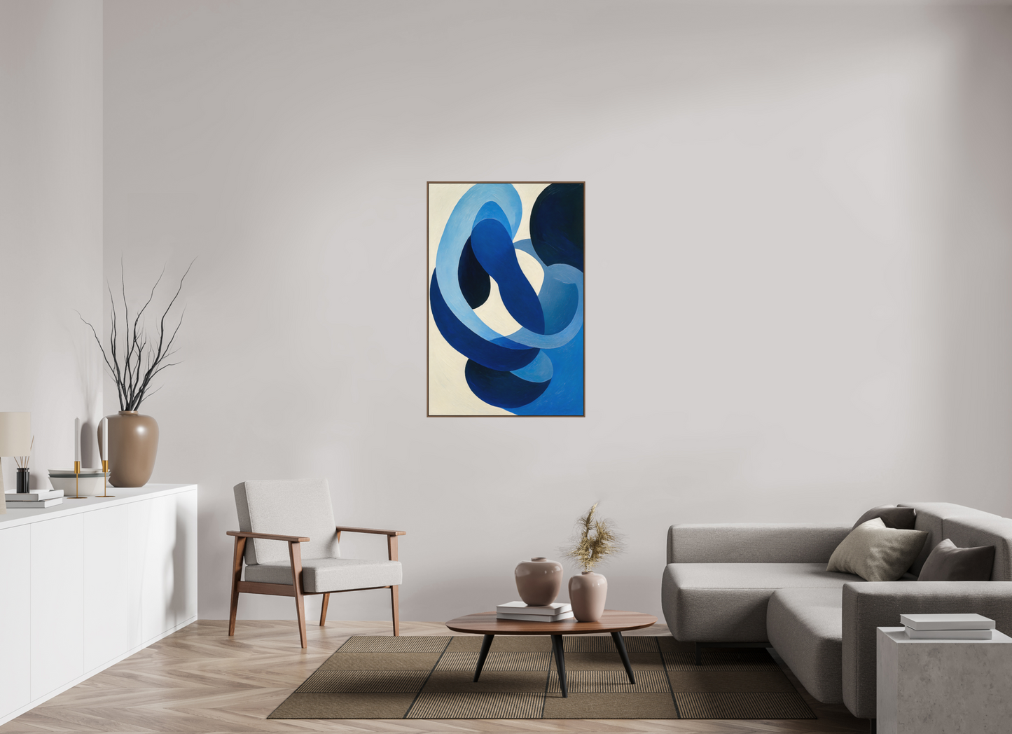 80 x 120 cm, Forex, gerahmt Nussbaumholz Azure Interlace