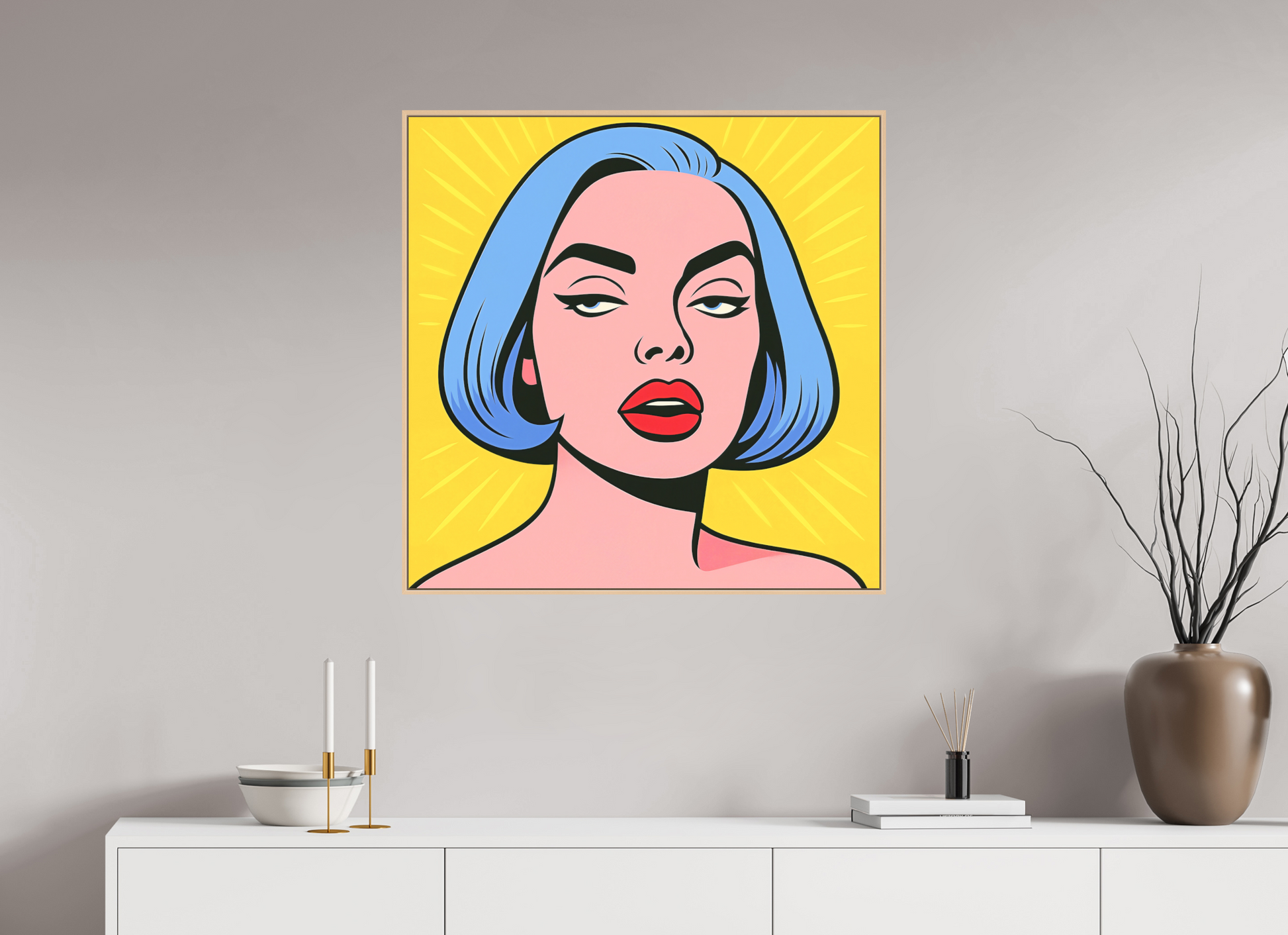 80 x 80 cm, Forex, gerahmt Ahornholz Natur Electric Muse