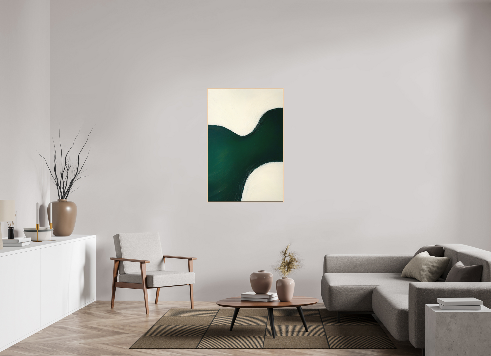 80 x 120 cm, Forex, gerahmt Ahornholz Natur Emerald Flow