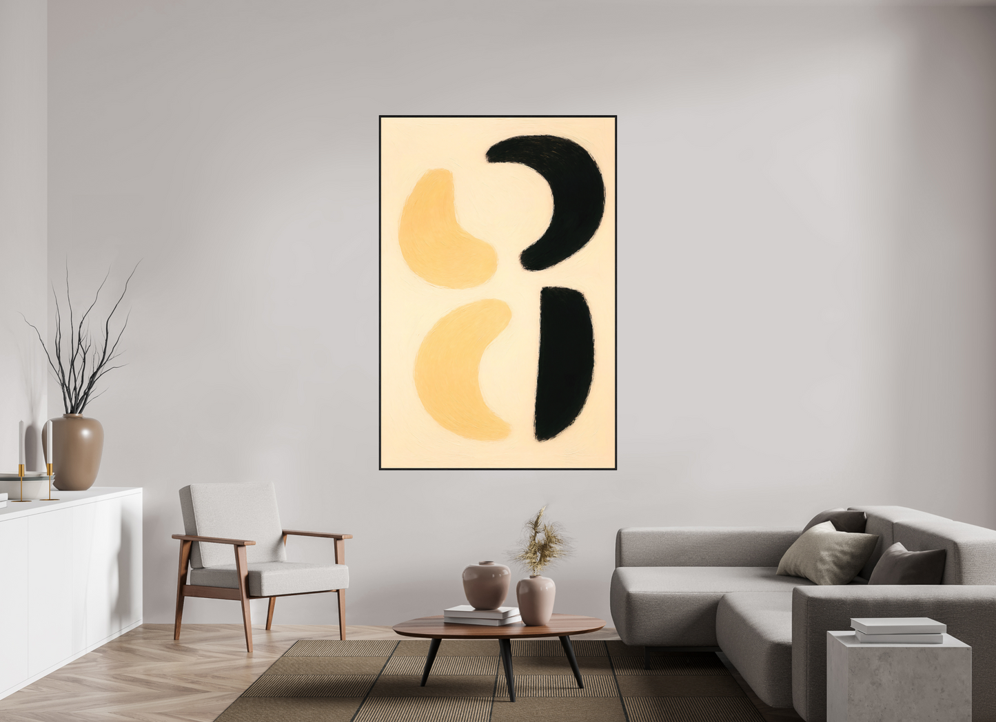 120 x 180 cm, Forex, gerahmt Eichenholz schwarz Lunar Duality