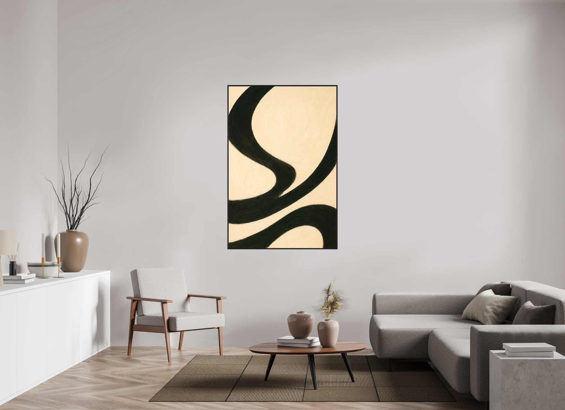 100 x 150 cm, Forex, gerahmt Eichenholz schwarz Onyx Waveforms