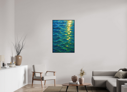 70 x 105 cm, Forex, gerahmt Eichenholz schwarz Golden Ripples