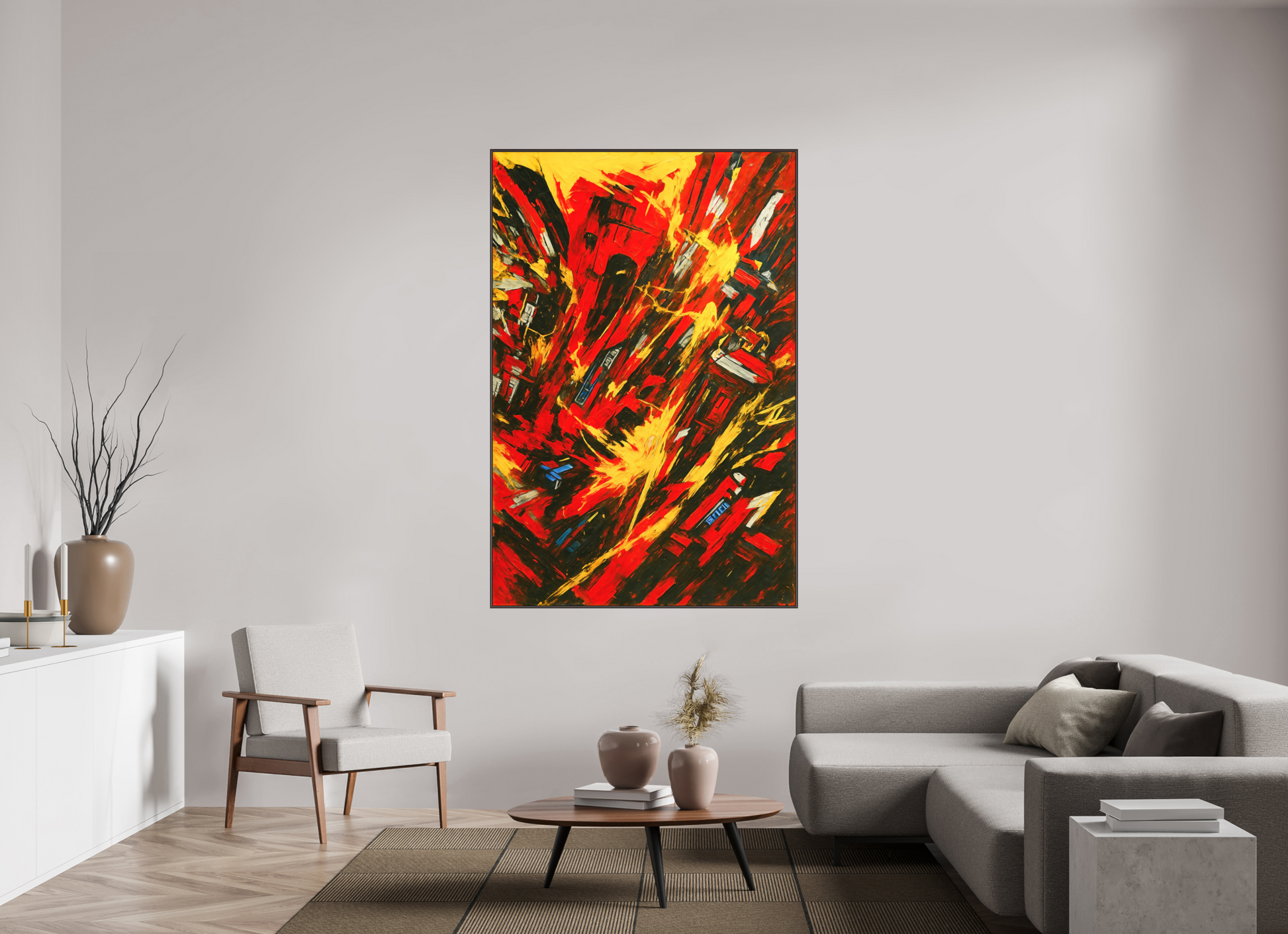 120 x 180 cm, Forex, gerahmt Erlenholz braun Inferno City