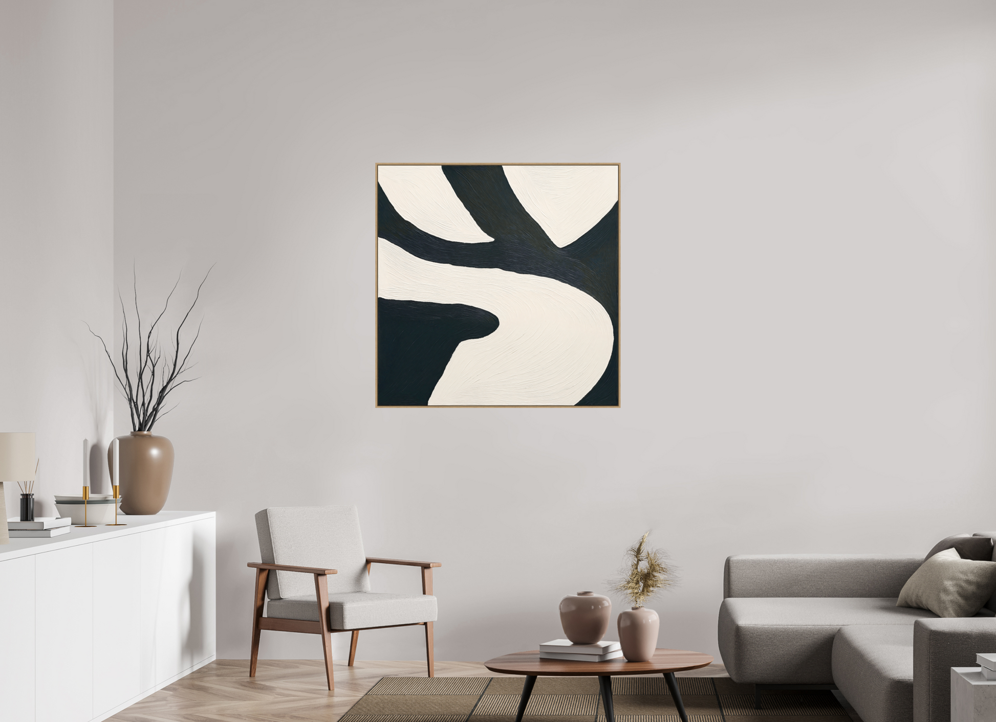 100 x 100 cm, Forex, gerahmt Eichenholz Natur Dual Harmony