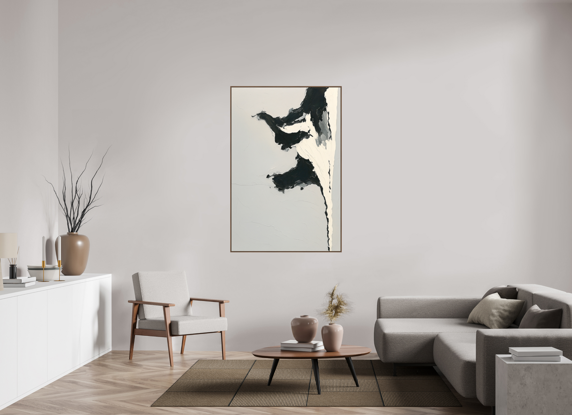 100 x 150 cm, Forex, gerahmt Nussbaumholz Monochrome Motion