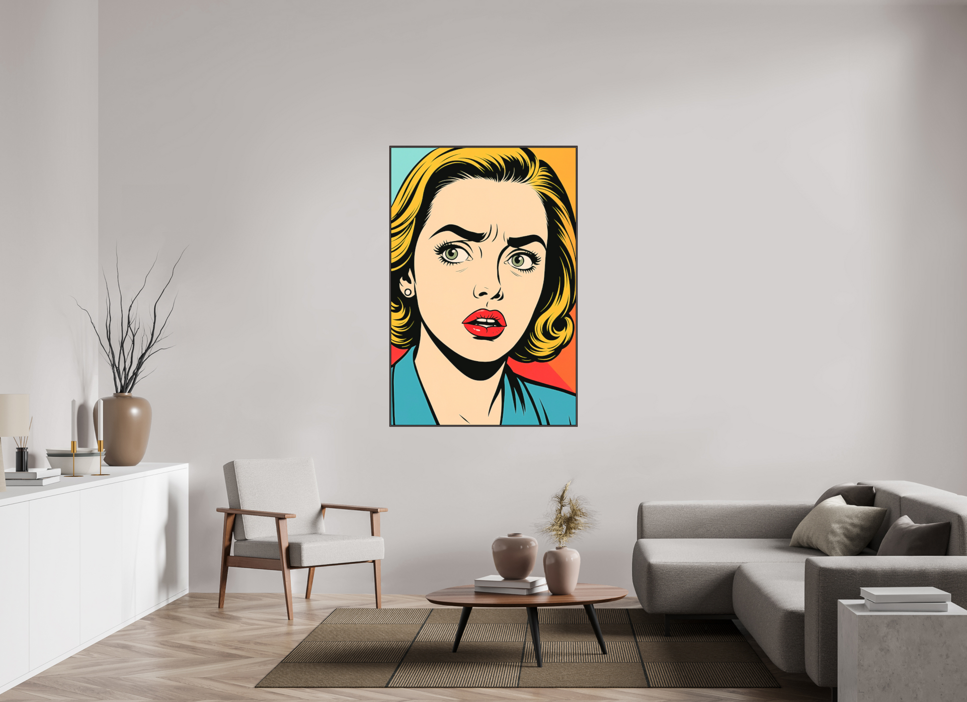 100 x 150 cm, Forex, gerahmt Erlenholz braun Teal Shock
