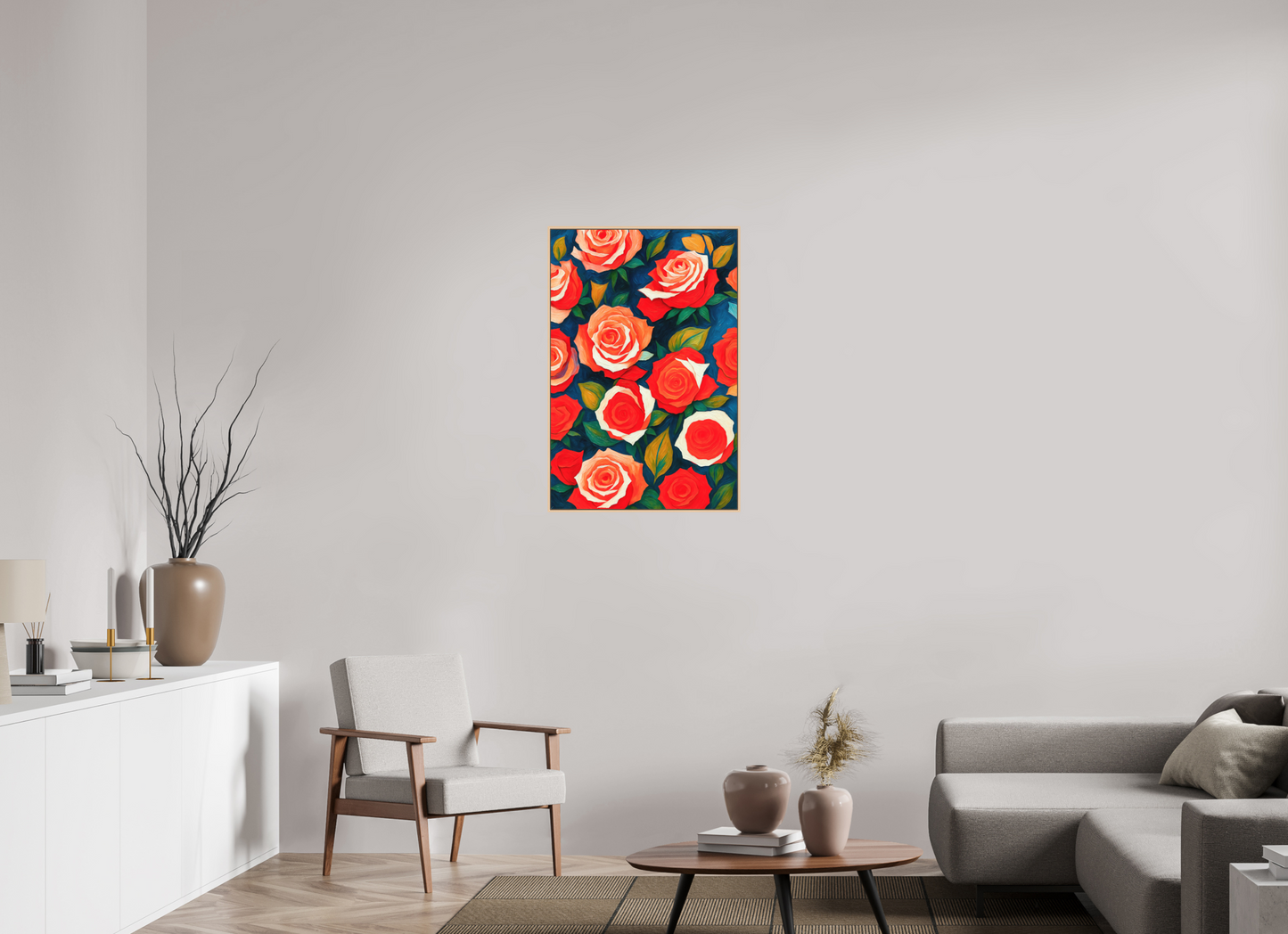 60 x 90 cm, Forex, gerahmt Ahornholz Natur Rose Harmony