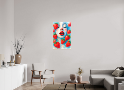60 x 90 cm, Forex, gerahmt Ahornholz Natur Strawberry Whisper