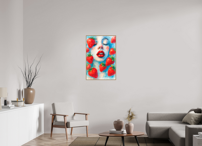 60 x 90 cm, Forex, gerahmt Eichenholz Natur Strawberry Whisper