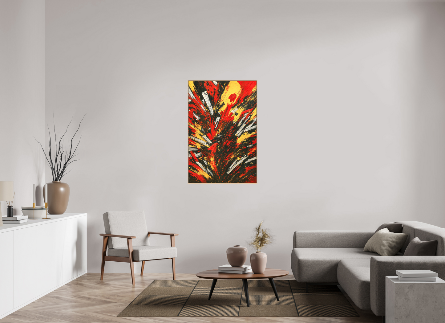 80 x 120 cm, Forex, gerahmt Ahornholz Natur Fiery Eruption