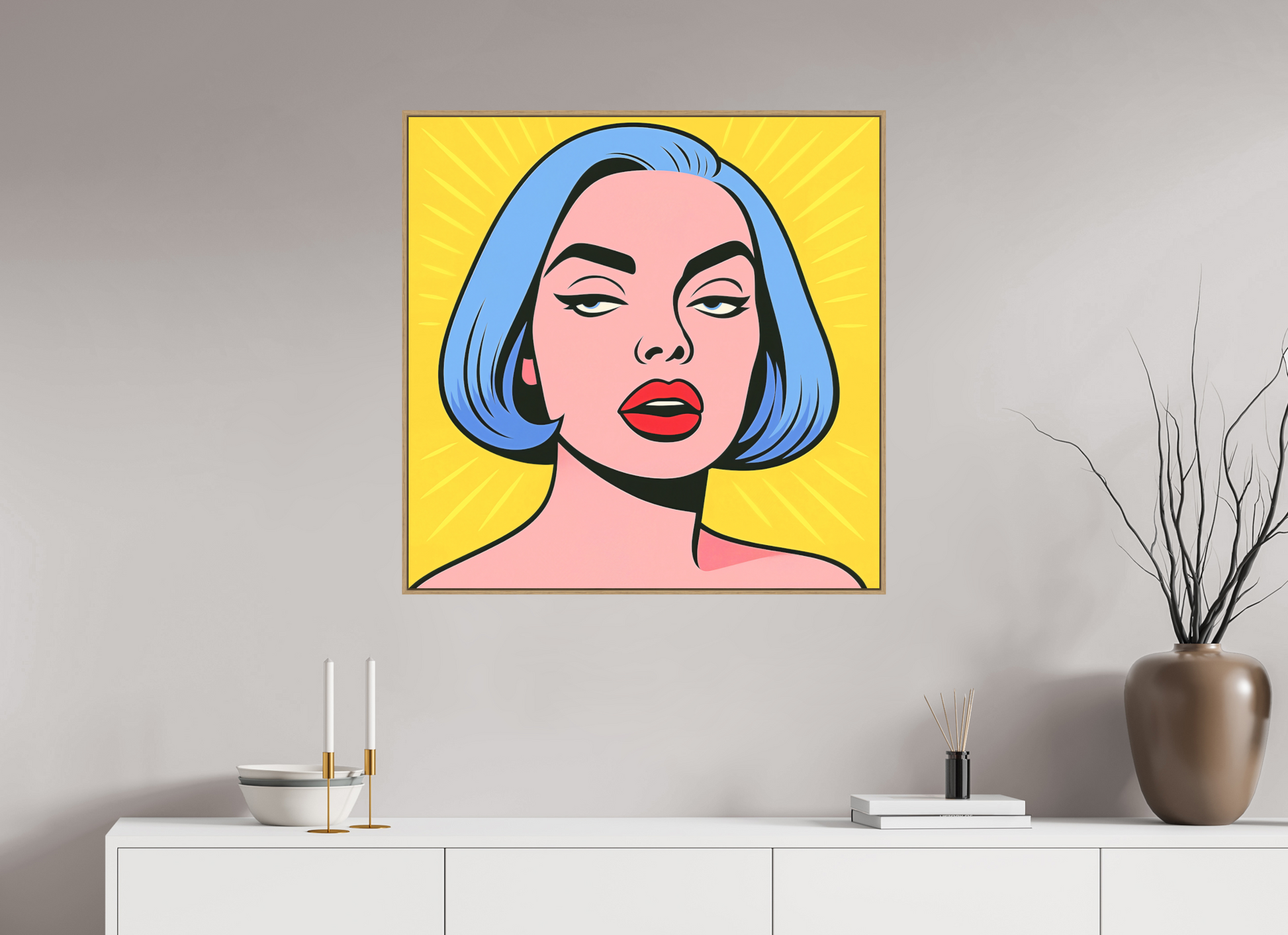 80 x 80 cm, Forex, gerahmt Eichenholz Natur Electric Muse